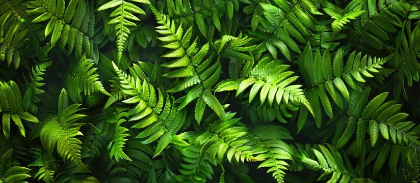 Close up of a natural green fern Pteridium aquilinum in the forest setting with copy space image available