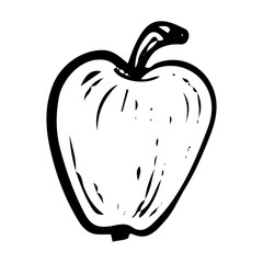 Apple hand drawn doodle. Sweet fruit from tree. Organic ripe raw vegetable. Vegetarian food. Healthy eating. Vitamins. Diet. Vector sketch line art illustration.
