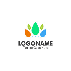 nature logo template, water and leaf symbol. for trademarks, tourist attractions, nature lovers, etc. vector eps 10