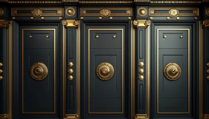 Ornate Black and Gold Doors with Intricate Details