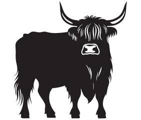 Illustration of a bull Highland cow silhouette vector