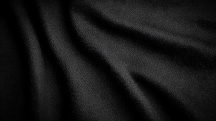 Abstract Black Texture of Crumpled Fabric With Subtle Depth and Light Reflection