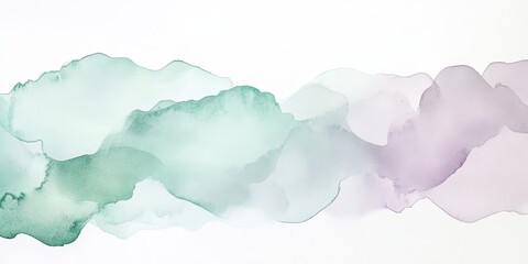 A soft watercolor abstract design featuring flowing shades of green and lavender.