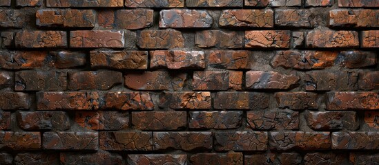 Obraz premium A brick wall with a blend of aged and fresh bricks perfect as a background for designs and presentations providing ample copy space for images