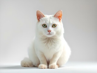 Cute white cat portrait isolated stock photo