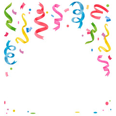 Party png border frame, colorful watercolor design, transparent background