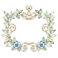 Botanical png frame, leaf illustration, transparent background