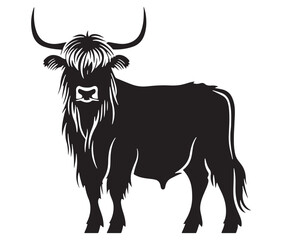 Illustration of a bull Highland cow silhouette vector