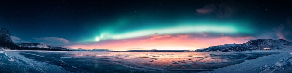 Fototapeta premium Northern Lights Over Frozen Landscape