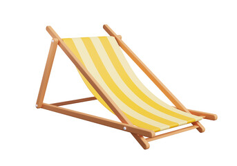 Yellow chair beach isolated on transparent background. leisure touring sea holiday summertime travel outdoor sunbathe concept. 3d render illustration