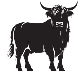 Illustration of a bull Highland cow silhouette vector