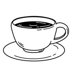 Coffee png doodle sticker, black & white illustration, transparent background
