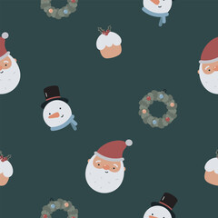 Seamless Christmas pattern. Flat vector background. Winter print. Christmas design. Creative texture for fabric, wrapping, textile, wallpaper, apparel.	