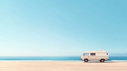 vintage camper van by the beach