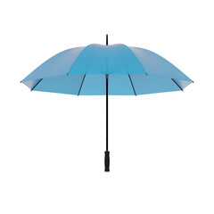 Obraz premium Open blue umbrella with black handle, PNG isolated on transparent background