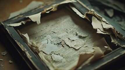 A Fragile, Tattered Manuscript Inside an Old Frame