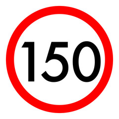 Speed limit 150 round road traffic icon flat design for project