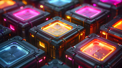 Lootboxes with light emitting from them