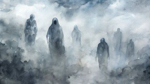 Ghostly Figures in Fog
