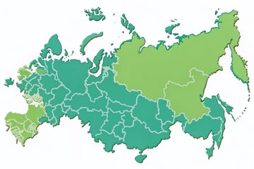 Obraz premium A blank, outline map of Russia, featuring its borders, territories, and internal divisions, awaiting customization,
