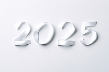 creative 2025 concept with white ribbon
