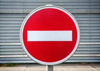 A bold, red, circular sign with a white interior and a horizontal white stripe, indicating prohibition or restriction,
