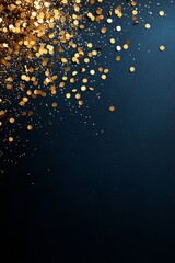 gold confetti on blue background
