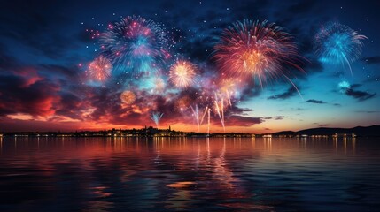 fireworks over the sea