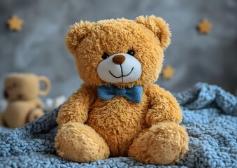 Obraz premium a teddy bear sitting on a blanket