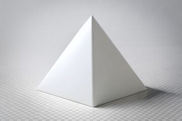 A clean and minimalist 3D illustration of a blank pyramid with a smooth white surface, isolated on a