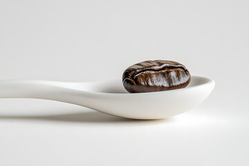 A spoon brimming with rich, dark chocolate, ready to enhance a morning coffee or an afternoon espresso