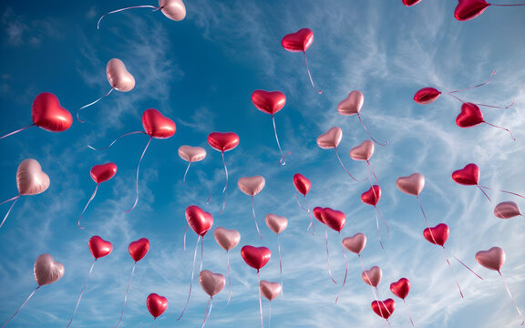 red balloons in the sky