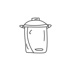 Simple line drawing of a pot with a lid.