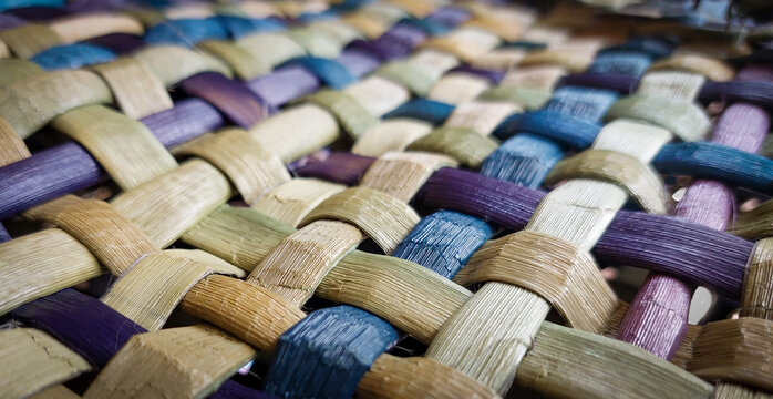 Close-up of traditional Māori flax weaving 