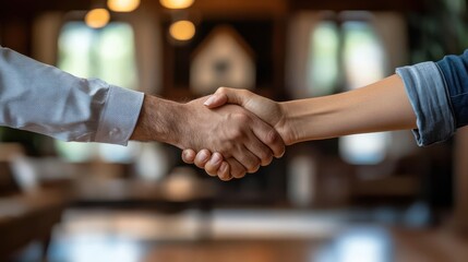 Handshake agreement, business partnership concept.