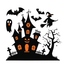 Halloween decorations Vector silhouette
