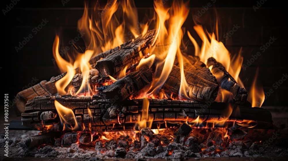 Canvas Prints fire in the fireplace