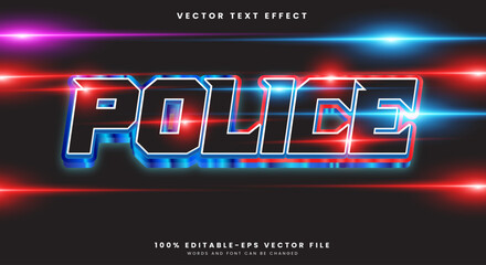 Police editable text effect Template with lighting effect