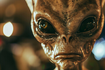 UFO space visitor alien on Earth living human life with everyday routine staff, Generative AI