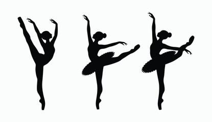 Ballerina dancing silhouette EPS vector art illustration template on a white background