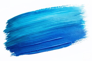 Vibrant blue brush stroke with soft, textured edges and subtle color gradation, isolated on a clean white background, evoking creativity and artistic expression.