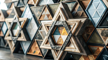 Seamless 3D Watercolor Star of David Tiles with Recycled Paper Texture | Eco-Friendly Zero Waste Pattern Design