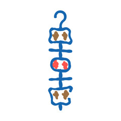 kebab with vegetables on stick doodle icon sketch vector. kebab with vegetables on stick sign. isolated symbol illustration