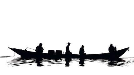 Naklejka premium on boat silhouettes
