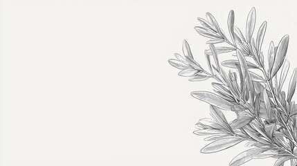 Black and white pencil drawing of leaves on a white background.