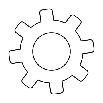 recommend clip art: Black and white gear outline with eight teeth. Emphasizes machinery, engineering, settings, mechanical systems, and technology. Simple, clean, minimalistic style. Ideal for technical manuals, engineer