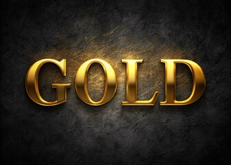 Luxurious gold text effect with editable, shiny, sparkly, glittering font style on a dark, textured, grungy black background, perfect for opulent designs and decals.