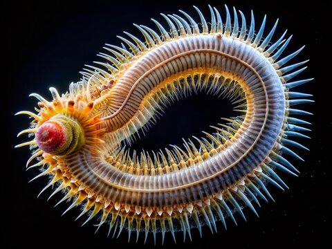 Acanthocephala declivis, a species of spiny-headed worm, magnified under microscope, showcasing intricate details of