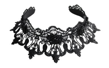 Elegant gothic lace choker isolated on white or transparent background