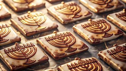 Seamless Watercolor Tile Pattern of Hanukkah Gelt Made from Biodegradable Materials - Eco-Conscious Zero Waste Design in Soft Golden Hues for Modern Holiday Decor